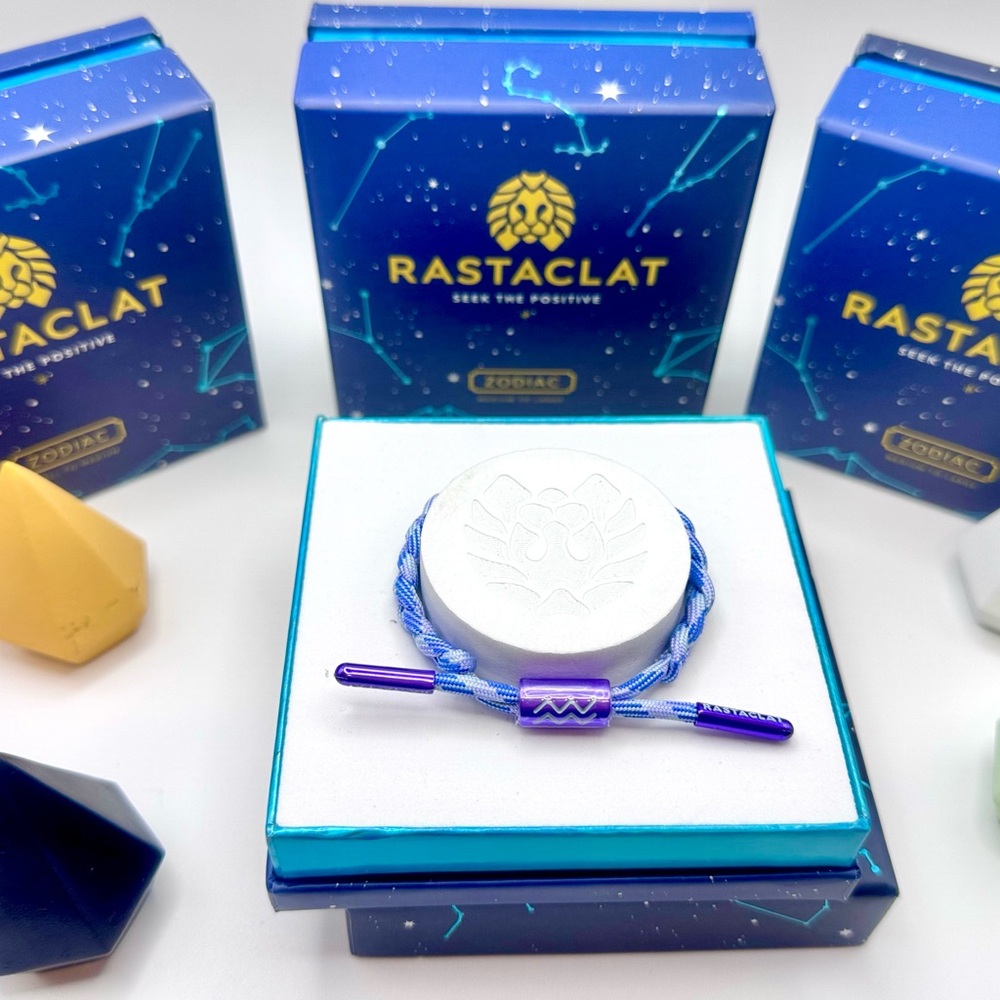 Rastaclat Original Hand Braided Zodiac (AQUARIUS) Adjustable Bracelet NIB!!! 🌊💫💜 - Picture 3 of 5